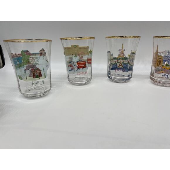 Anthropologie Holiday In The City Juice Glass Drinking Glasses 2024 Full Set - Picture 8 of 16